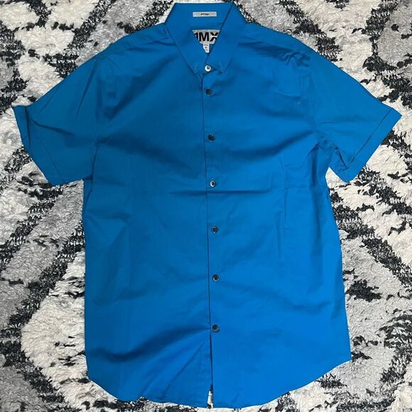 Express Fitted Button Dress Shirt Sky Blue Men's Size M - Picture 1 of 3